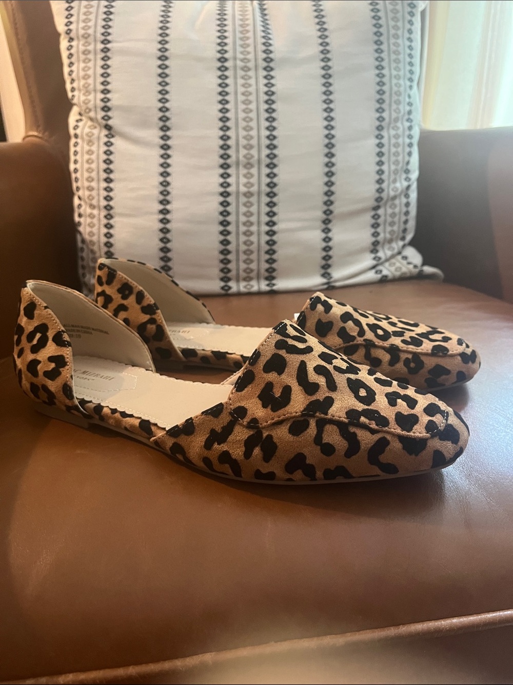 Isaac Mizrahi Leopard Print D'Orsay Flats in Brown and Black